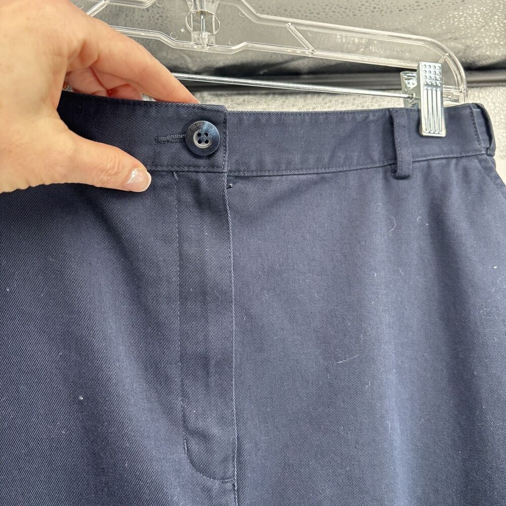 L. L.Bean Twill Midi Skirt Size 14 Stretch Waist Band insert, Pockets navy blue - Picture 5 of 6